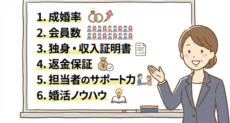 結婚相談所を比べる6つのポイント