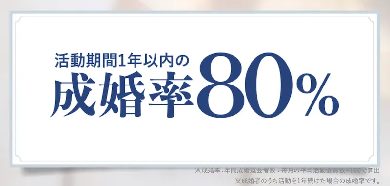 公式サイトの成婚率80%